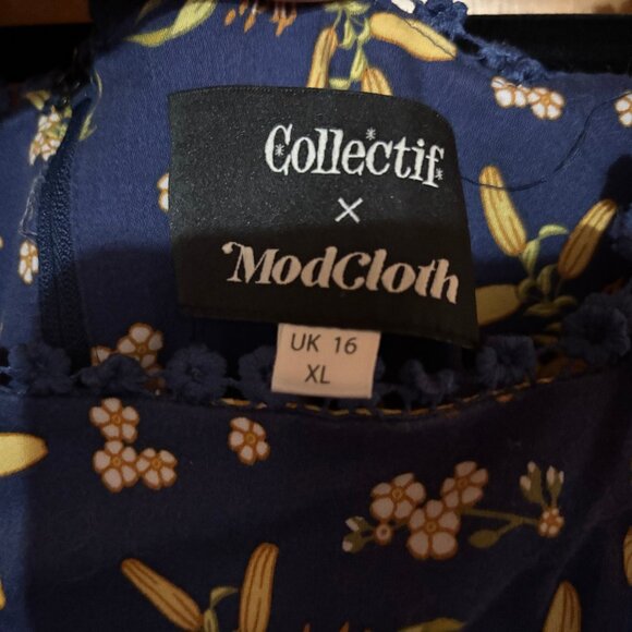 ModCloth x Collectif Retro Twee Floral Sleeveless Midi Swing Dress Size XL - Picture 8 of 10